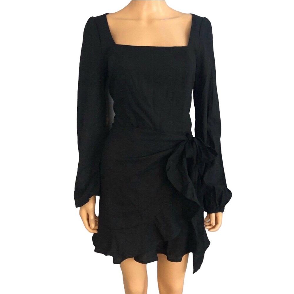 Princess Polly The Villa Mini Dress Long Sleeve Square Neck